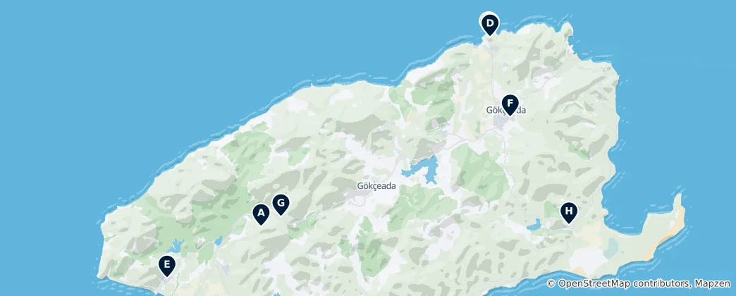 Mapa Historic Sites of Gökçeada