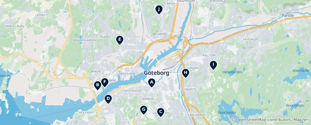 Mapa de Gothenburg Parks & Gardens