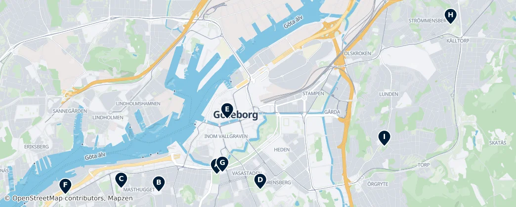 Map of Historic Churches of Gothenburg