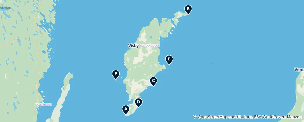 Mapa Iconic Lighthouses of Gotland