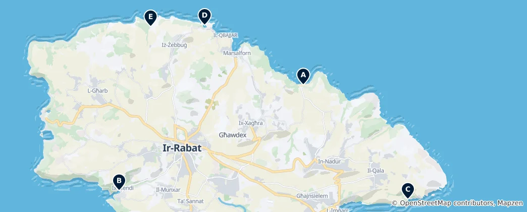 Gozo's Best Beaches Haritası