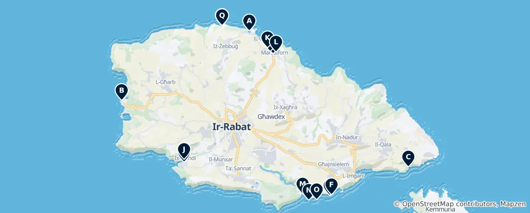 Gozo's Top Diving Spots 지도