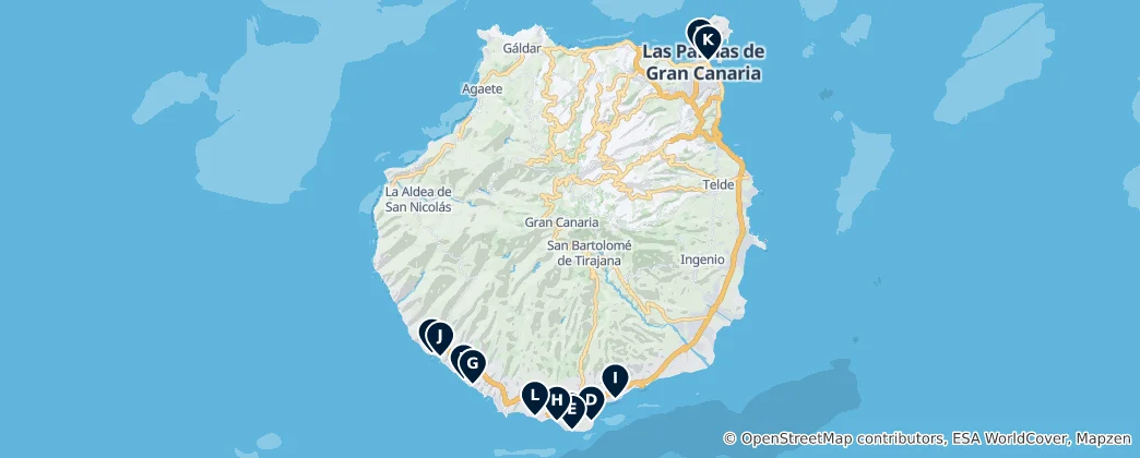 Map of Best Beaches in Gran Canaria