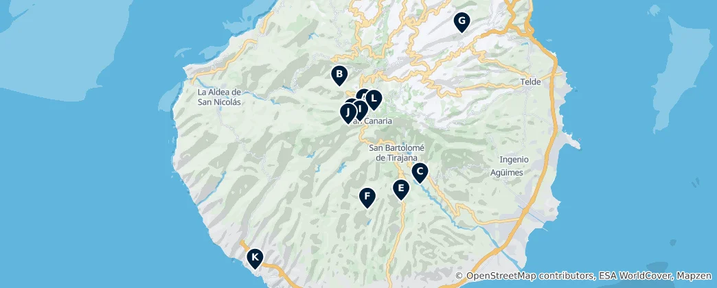 Mapa Climbing in Gran Canaria