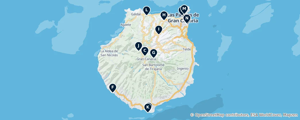 Mapa Absolutní nezbytnosti Gran Canarie