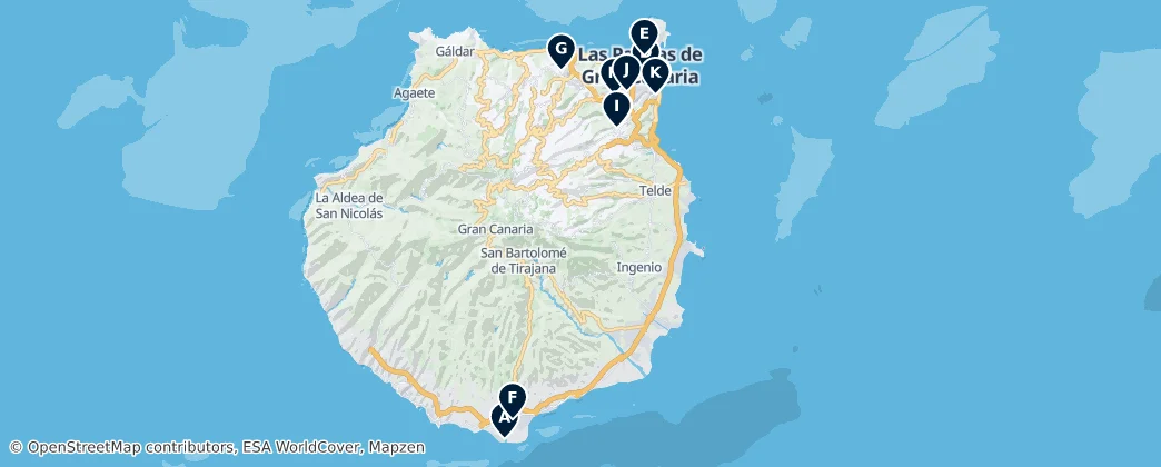 Map of Parks and Gardens of Gran Canaria