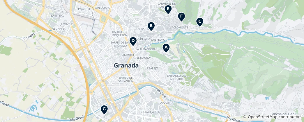 Karte von Redaktionsempfehlung: Granada Highlights