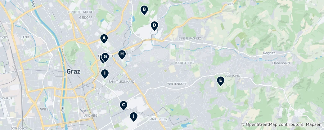 Map of Educational Hubs of Graz