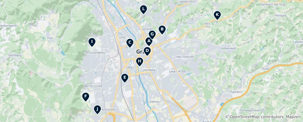 Map of Graz Parks and Gardens