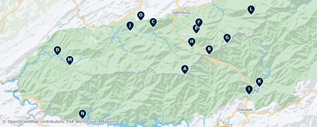 Great Smoky Mountains National Park Essentials Haritası