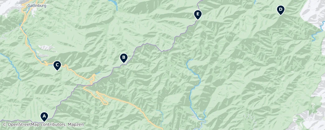 Mapa Smoky Mountain Peaks