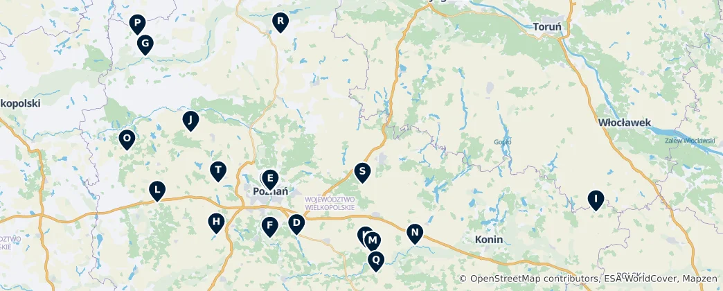 Map of Palaces and Castles of Poland