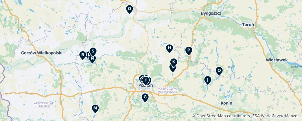Mapa Poznań's Natural Wonders