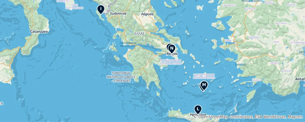 Mapa Ancient Greek Heritage and Museums