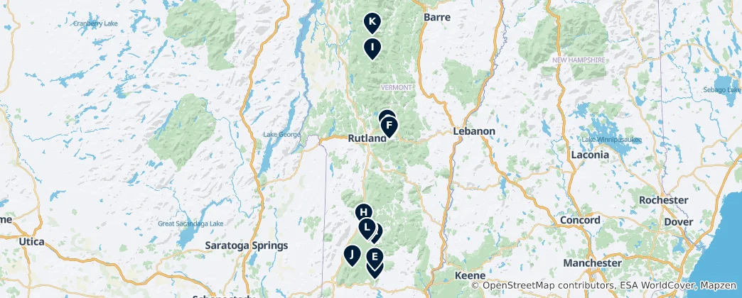 Map of Green Mountain Summits & Shelters