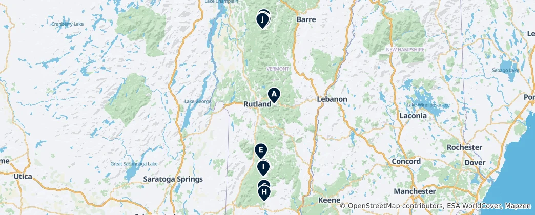 Karte von Vermont Ski Lifts