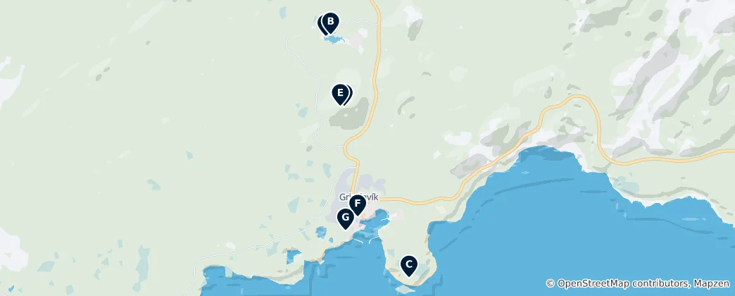 Mappa di Grindavík's Essential Wonders