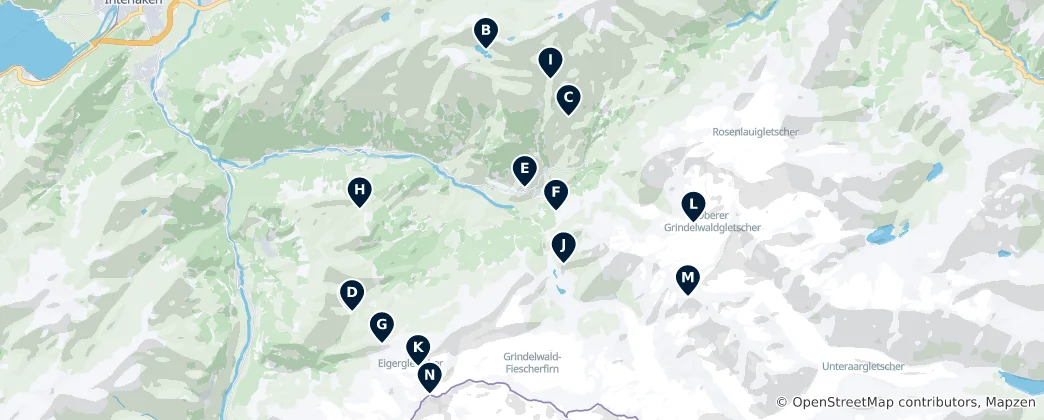 Mapa Absolutne Perełki Grindelwaldu