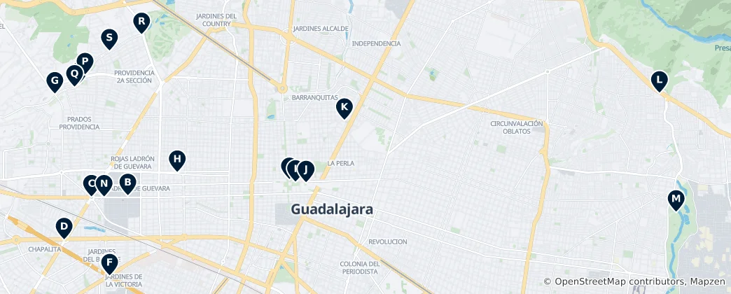 Map of Guadalajara Monuments and Landmarks