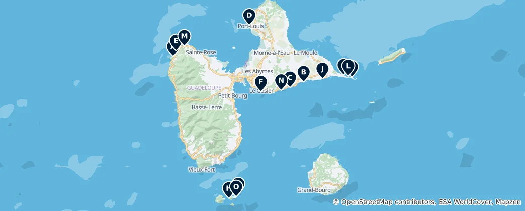 Karte von Best Beaches in Guadeloupe