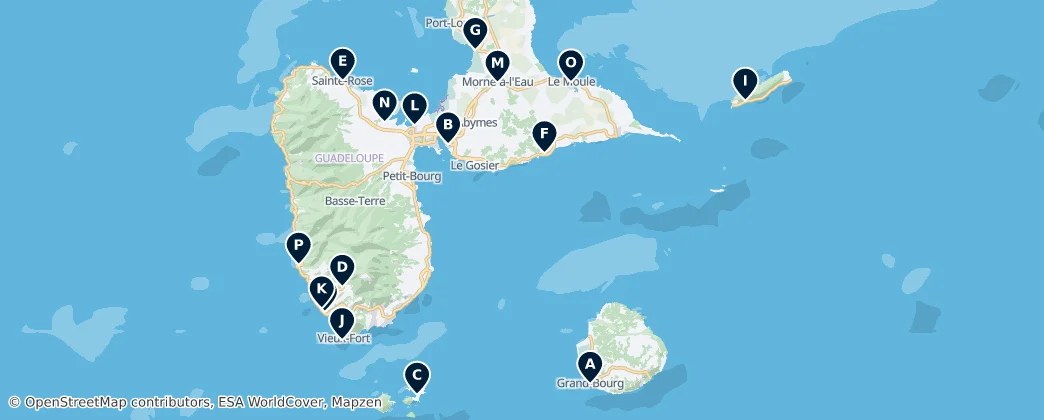 Karte von Historic Churches of Guadeloupe