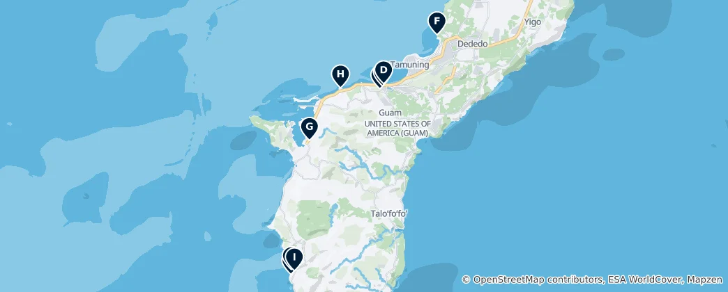 Mapa De Guam's Historical Sites