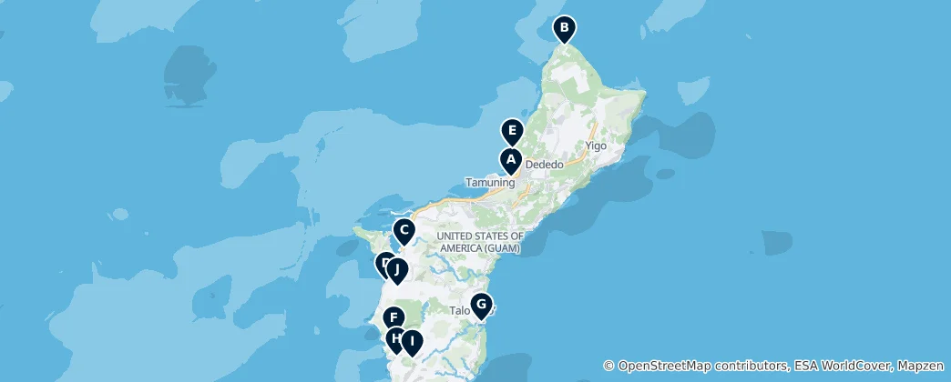 Mapa Guam's Scenic Parks and Peaks