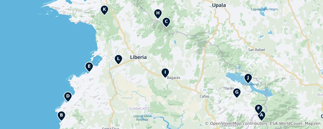 Map of Guanacaste's Absolute Essentials