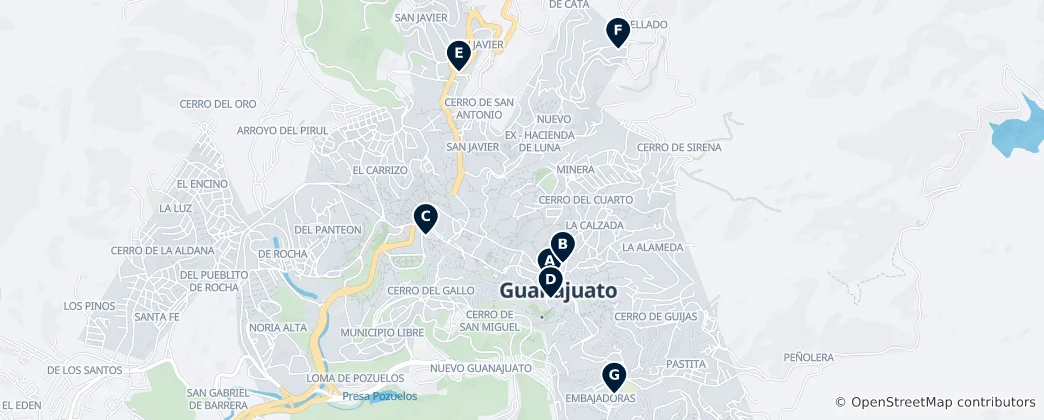 Mapa Historic Churches of Guanajuato