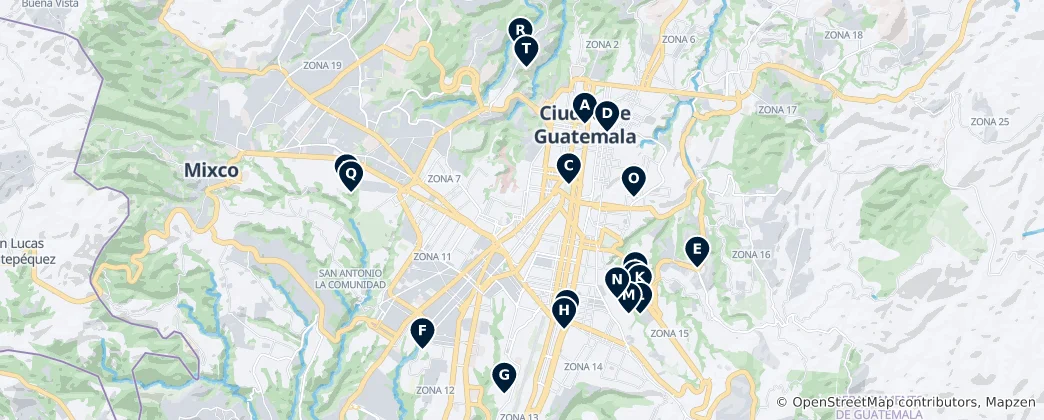 Mapa City Parks and Gardens