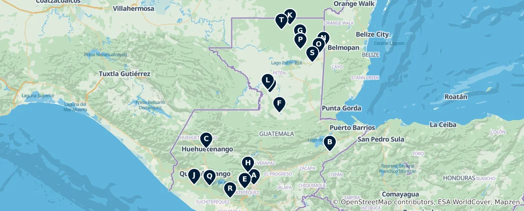 Map of Guatemalan Archaeological Wonders