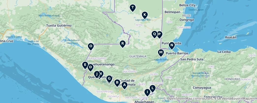 Map of Guatemala's Natural Wonders