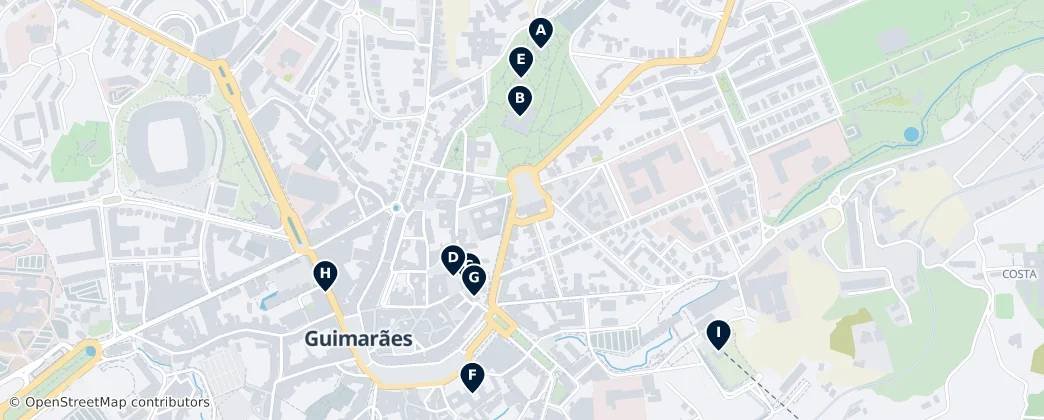 Mappa di Guimarães: Elementi essenziali della culla della nazione