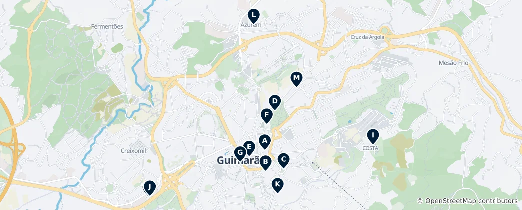 Mappa di Chiese storiche di Guimarães