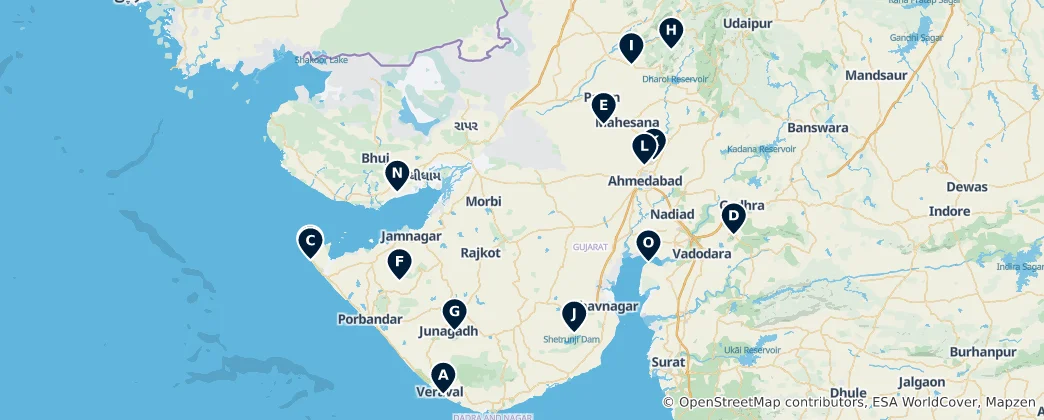 Karte von Sacred Sites of Gujarat