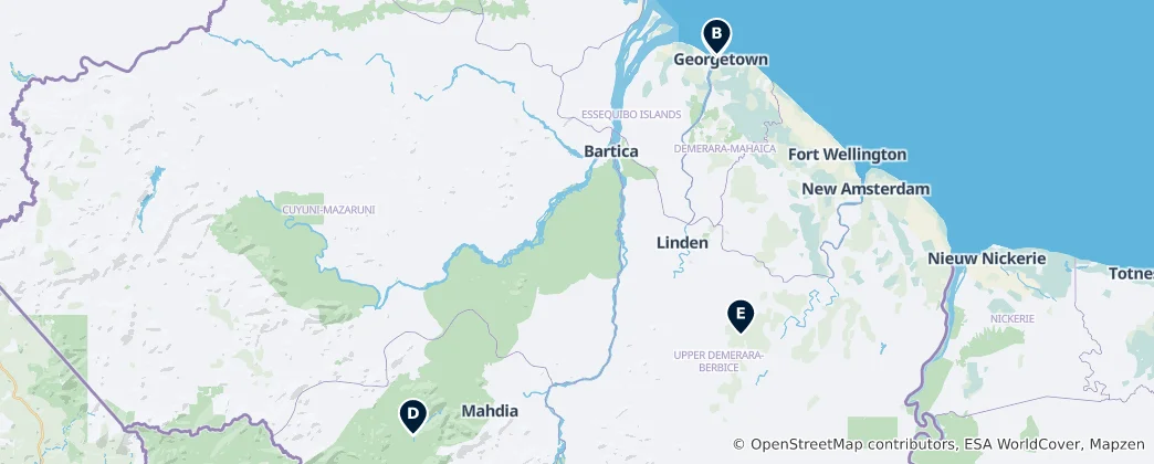 Map of Guyana Highlights