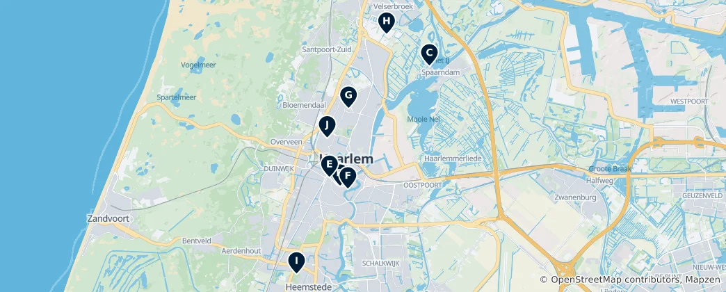 Mapa Haarlem Heritage Trail