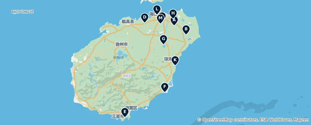 Mapa Premier Golf Courses in Hainan