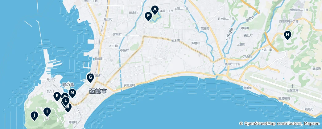 Karte von Hakodate Must-Sees