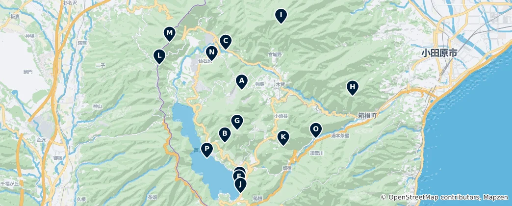 Mapa Hakone Viewpoints and Nature