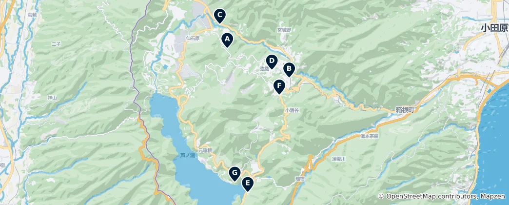 Mapa Hakone's Art Museums