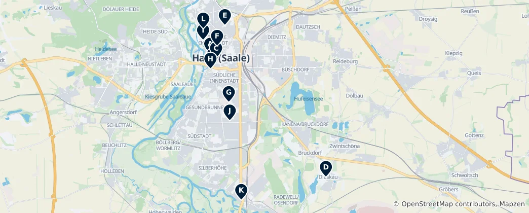 Carte de Historic Churches in Halle