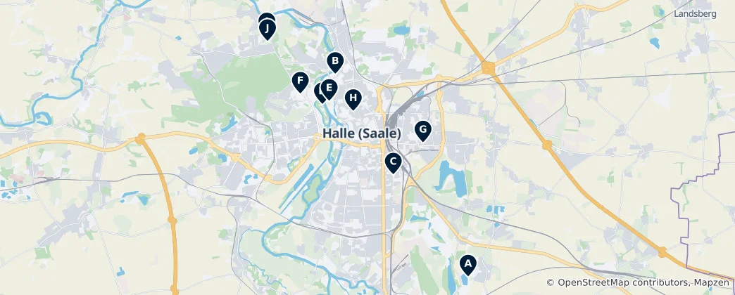 Mapa Parks & Recreation in Halle