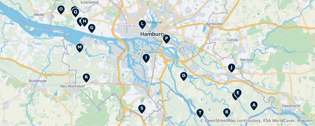 Map of Historic Churches of Hamburg