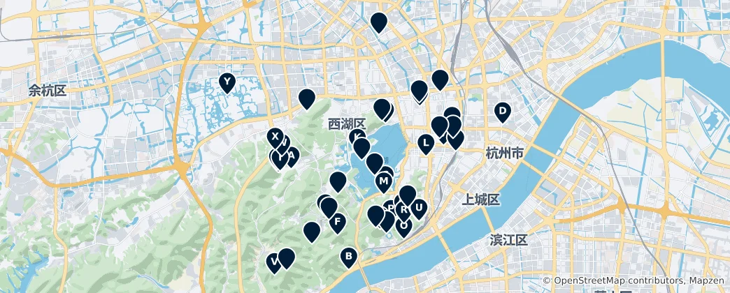 Mappa di Hangzhou Landmarks and Heritage