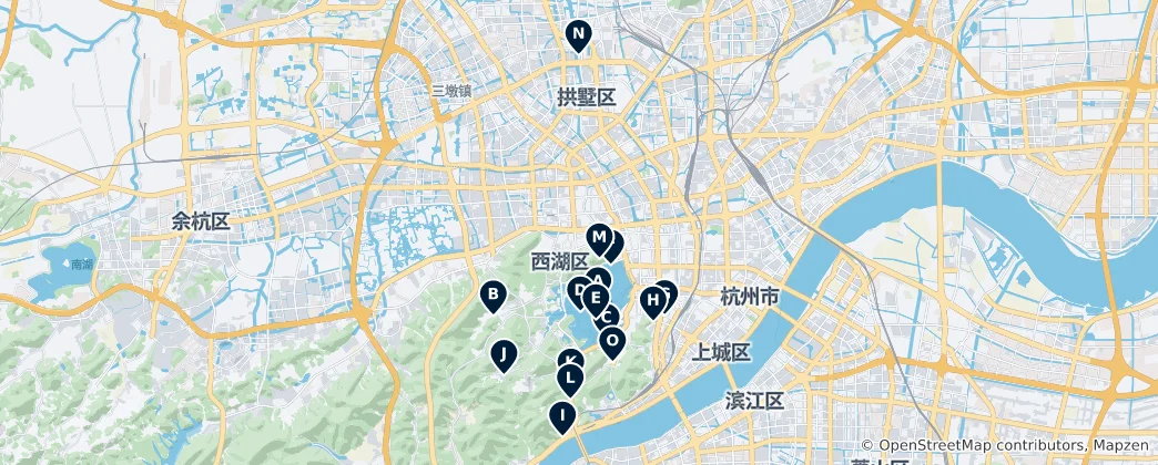 Mapa Hangzhou Unmissables