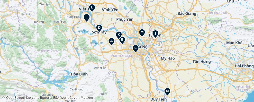 Mapa Historické památky Vietnamu