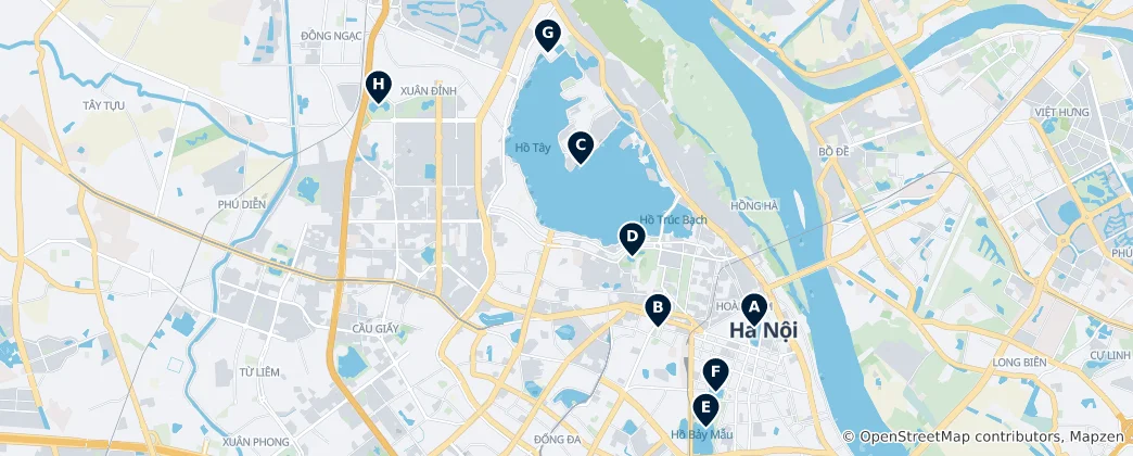 Mapa Recreation and Leisure in Hanoi