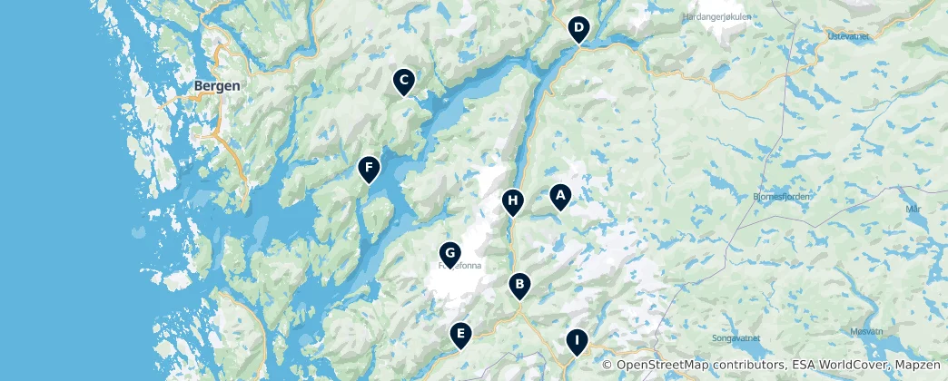 Karte von Hardangerfjord Absolute Essentials