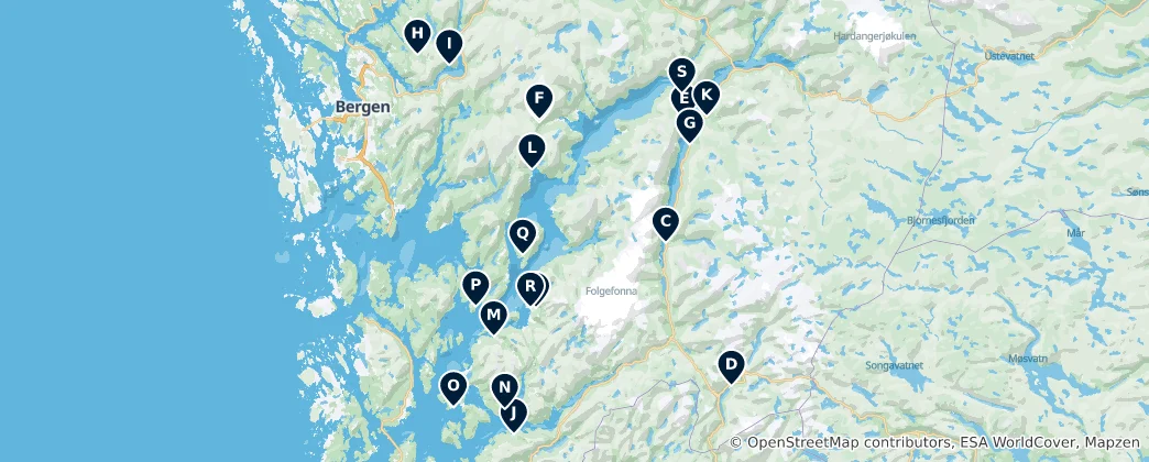 Mapa de Norwegian Heritage Treasures